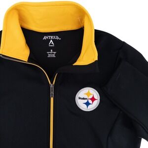 Pittsburgh Steelers Antigua Women's Small 1/4 Quarter Zip Black‎ Leader Jacket